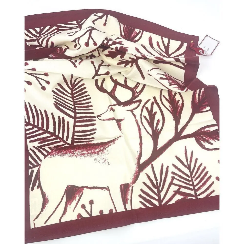 NWT Sur La Table Holiday Christmas Reindeer Kitchen Dish Tea Towel 20x28” Red